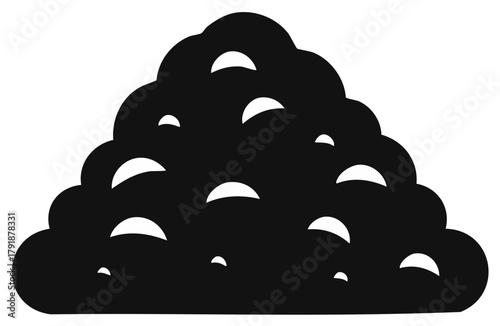 Stylized black pile or mound graphic element with rounded texture design