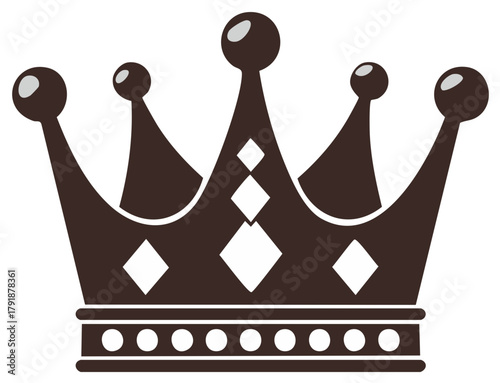 Brown crown illustration with diamond shapes and round details