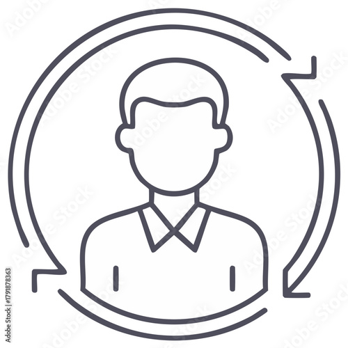 Employee lifecycle management and user profile refresh thin line icon