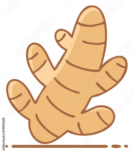 Ginger Root Illustration - Stylized Cartoon Icon for Culinary and Herbal Concepts