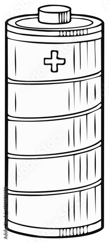 Stylized cylindrical battery with positive terminal and textured body illustration