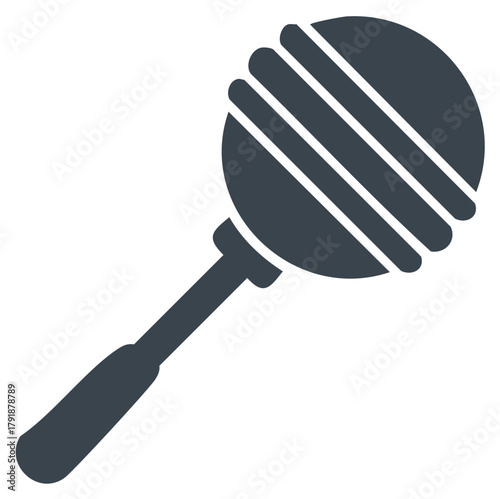 Simple Honey Dipper Design, Sweet Food Tool, Black Glyph Icon with Stripes, Honeycomb Stick for Spreading Sweetener