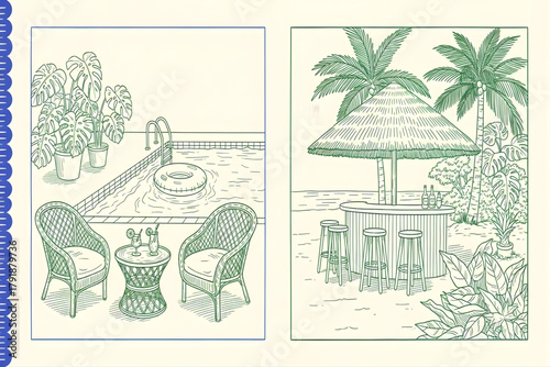 Leisure summer vacation scenes