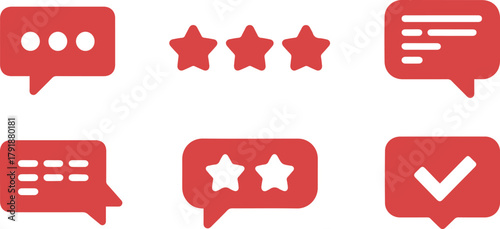 Red web icons set with a funny pink cartoon pig piggy bank symbol for savings and currency investment