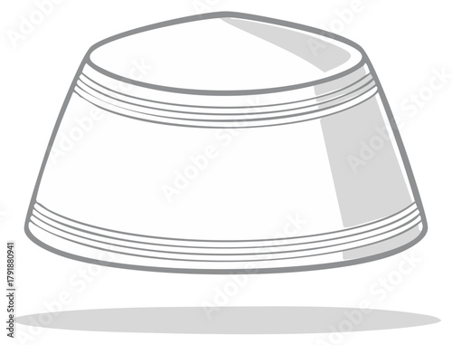 Illustration of a white kufi hat. Religious symbol icon for design.