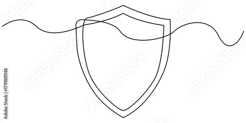 shield for security or protection concept  of continuous one line drawing vector design.