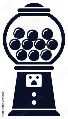 Gumball Machine Illustration: Glass globe full of candy orbs, a classic treat dispenser.
