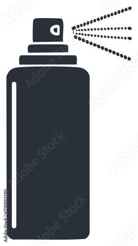 Black Spray Can Illustration Graphic Aerosol Dispenser Releasing Mist