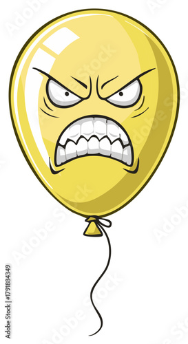 Angry balloon cartoon character with open mouth and fierce expression