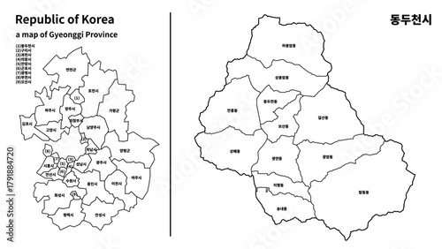 경기도 동두천시 지도 벡터 | Dongducheon-si Map of Gyeonggi-do South Korea Vector