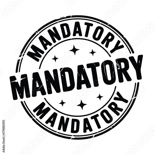 Circular stamp with the word mandatory repeated