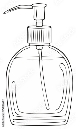 Hand Soap Bottle Illustration with Pump Dispenser for Cleanliness and Personal Hygiene
