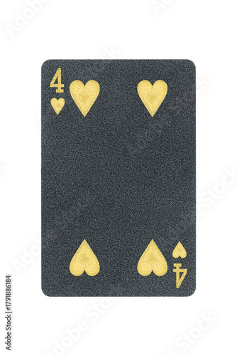 black playing card 4 hearts isolated from background