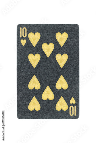 black playing card 10 hearts isolated from background