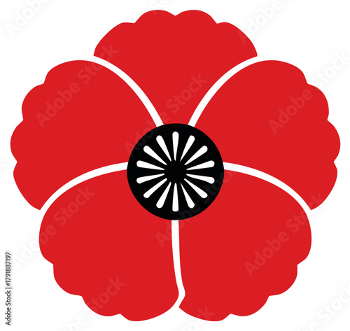 Stylized Red Poppy Flower Vector Illustration Symbol of Remembrance and Peace