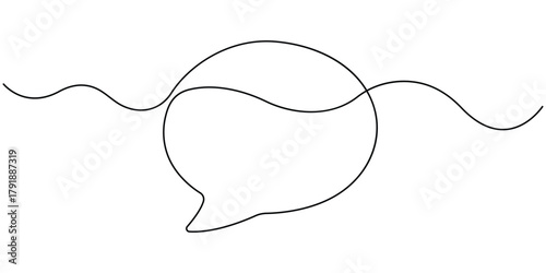 continuous one line of speech bubble. minimalist square single line doodle. vector illustration