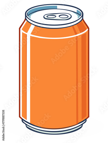 Shiny orange metal can illustration ready to drink a liquid such as juice or soda pop, refreshing beverage