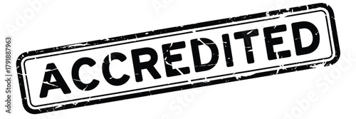 Distressed black and white accredited stamp seal