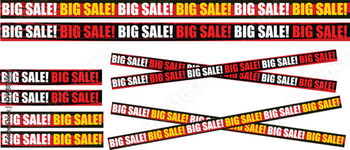 Big Sale Banner Vector & Caution Tape