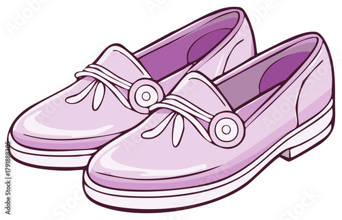 Pair of Cartoon Style Pale Purple Loafers Shoes Footwear Fashion Accessory