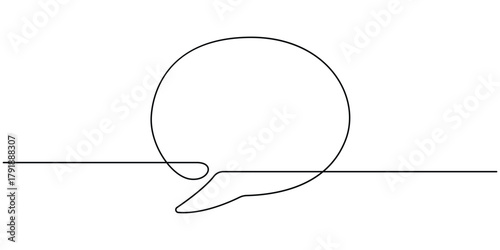 continuous one line of speech bubble. minimalist square single line doodle. vector illustration