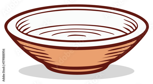 Simple Hand Drawn Bowl with Textured Sides and White Interior