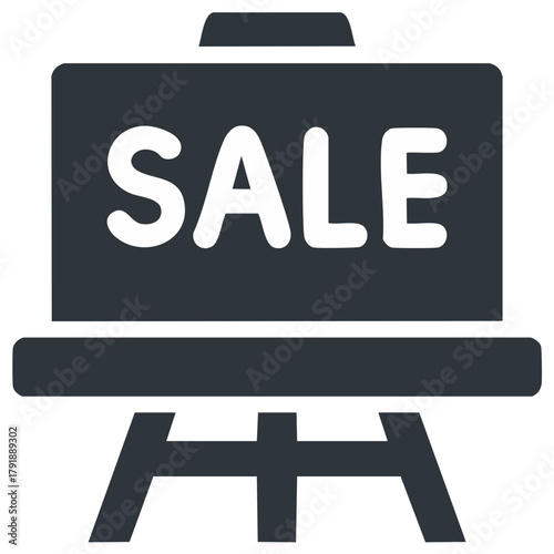 Sale Sign on Easel Stand, Special Offer or Discount Announcement, White Text