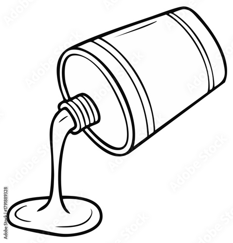 Black and white line art illustration of a tilted tube dispensing thick liquid onto a surface