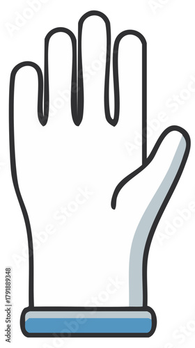 Clean Protective Glove with Blue Cuff and Thick Black Outline