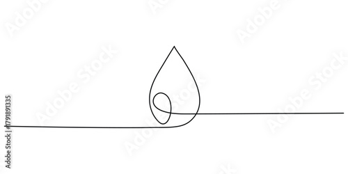 Blood drop continuous one line drawing illustration. Doodle vector illustration.