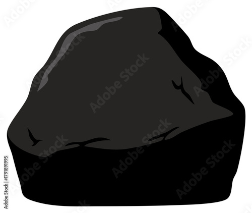 Black rock illustration with highlights and shadows.