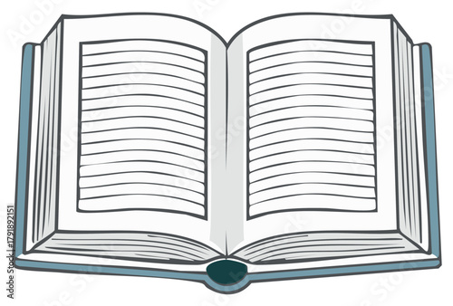 Open Book with Lined Pages Education Learning Resource Study Notes Writing Blank