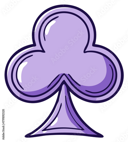 Vibrant Purple Club Playing Card Suit Illustration Isolated Vector Graphic Element