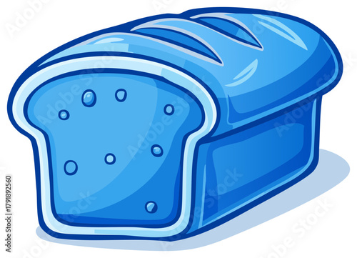 Cartoon Loaf Bread Light Blue Tones Novelty Baked Goods Food Item Slice Ready Eat Lunch Healthy Nutrition Recipe