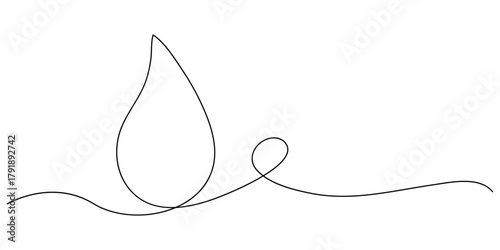Blood drop continuous one line drawing illustration. Doodle vector illustration.