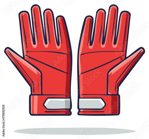 Cartoonish Red Gloves for Sport or Safety Protection Vector Illustration