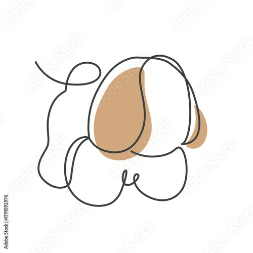 Cute Puppy Dogs one line drawing. Cute Puppy Dogs single line illustration. Cute Puppy Dogs minimalist line art