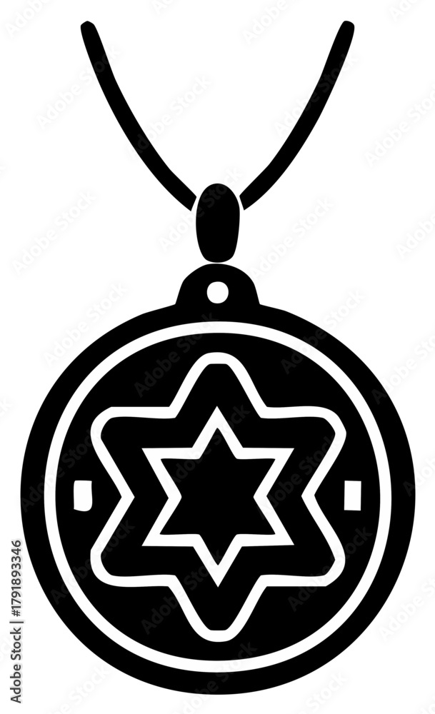 Fototapeta premium Clean Black Star of David Pendant Necklace Symbol of Judaism Spiritual Icon Design