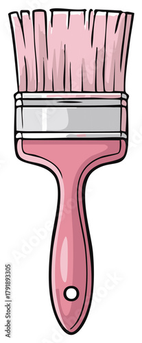 Cartoon illustration of a pink paintbrush tool for art and renovation projects