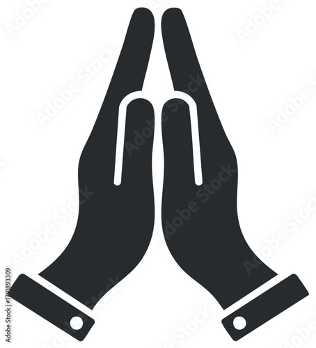 Praying hands gesture icon spiritual religious symbol illustration