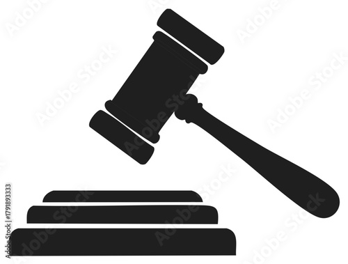 Judgment gavel symbol representing courtroom decision, legal authority, justice system with judge hammer striking the sounding block, judicial process