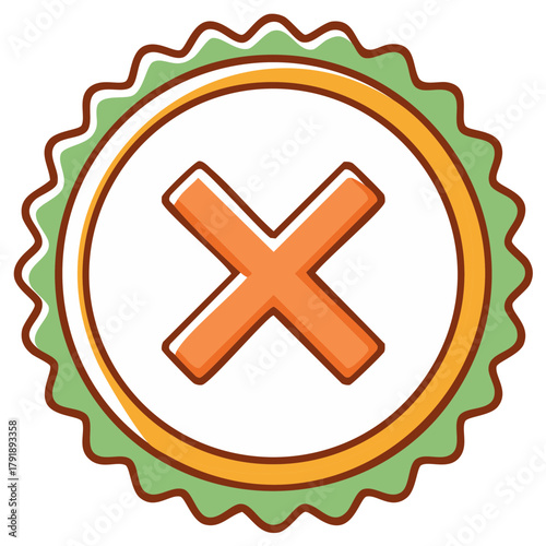 Orange X Mark Inside Circular Decorative Graphic, Decorative Border and Circle