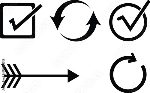 Check arrow refresh reload update – vector icon symbol set