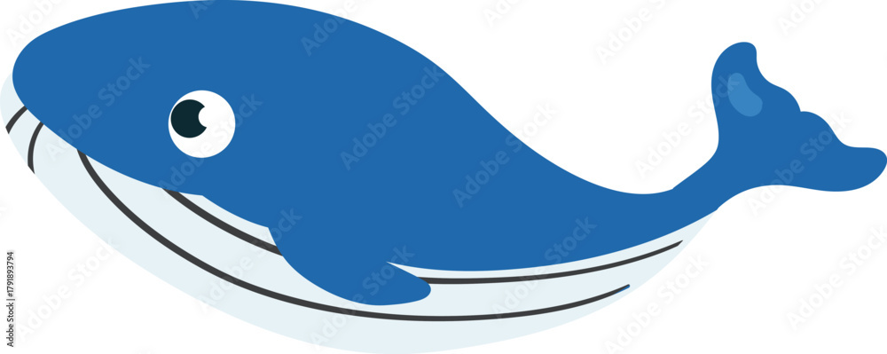 Obraz premium Blue Whale Vector Illustration for Kids, Ocean Life, and Marine Education