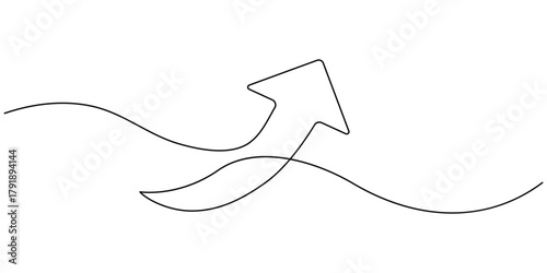 Arrow continuous one line icon. One line Arrow icon vector background.