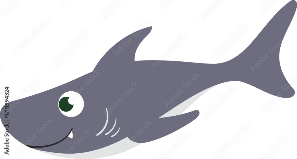Fototapeta premium Grey Shark Vector Illustration for Kids, Ocean Life, and Marine Education Designs