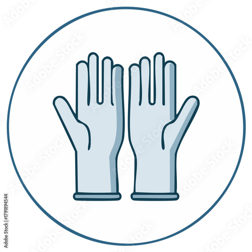 Protective medical gloves in a circular frame, isolated illustration