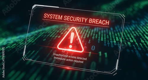 Alert System Security Breach Warning Digital Hologram Display