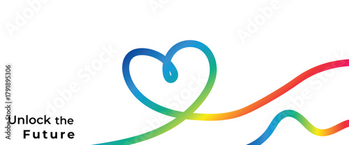 Vibrant heart shape with colorful lines symbolizing connection, innovation, and the future, representing love, care, and a positive outlook for success