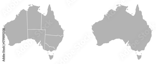 Australia country map. Useful for cartography, planning, travel and geographic design. Includes Australia, map, region, border, state, vector.